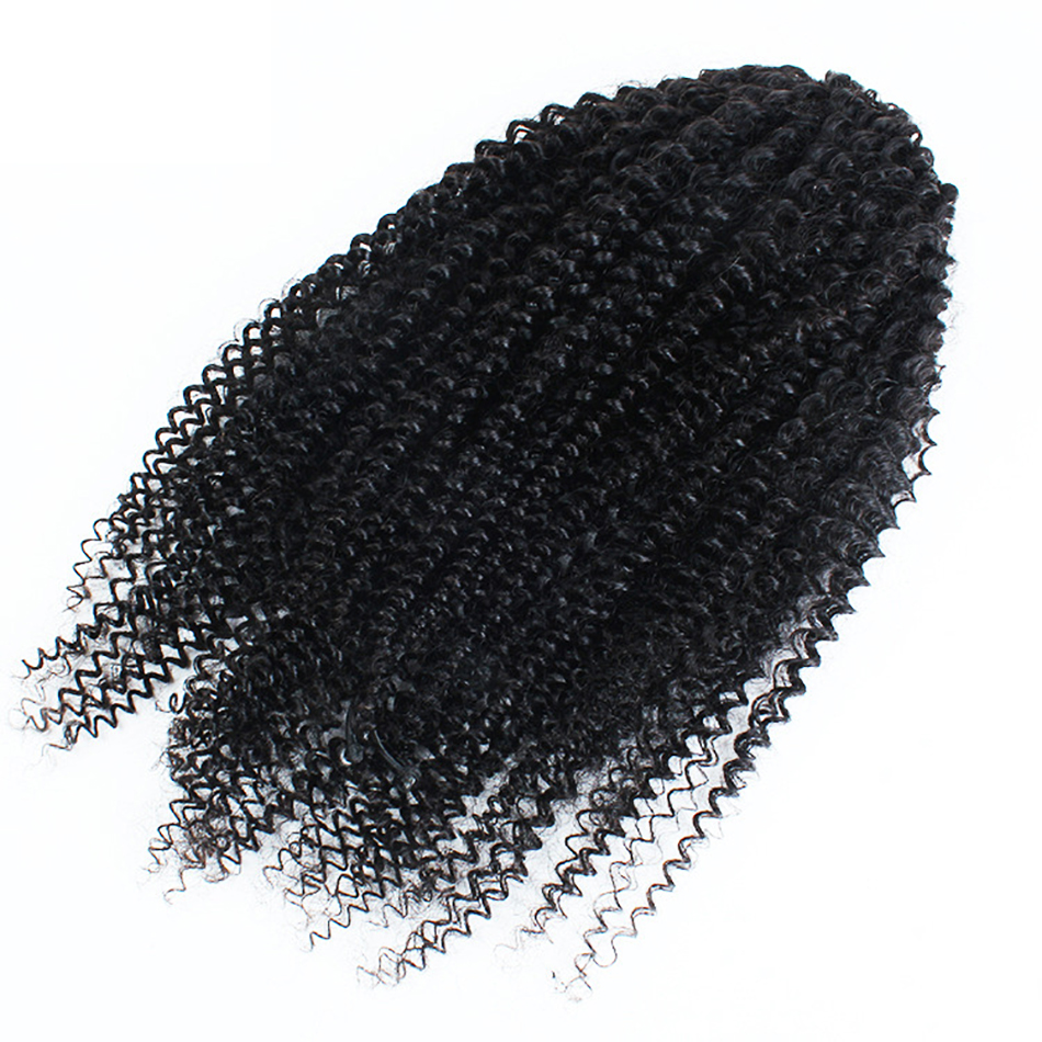 Afro Kinky Curly Human Remy Brazilian Drawstring Ponytail 1 Piece Clip In Hair Extensions 1B Pony Tail
