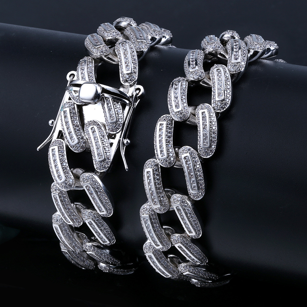 18mm 18K Gold Hip Hop Iced Out Mens Cuban Link Chain Necklace Full Diamond Miami Curb Chains Rock Choker Jewelry Gifts for Guys Wholesale Bijoux Colla