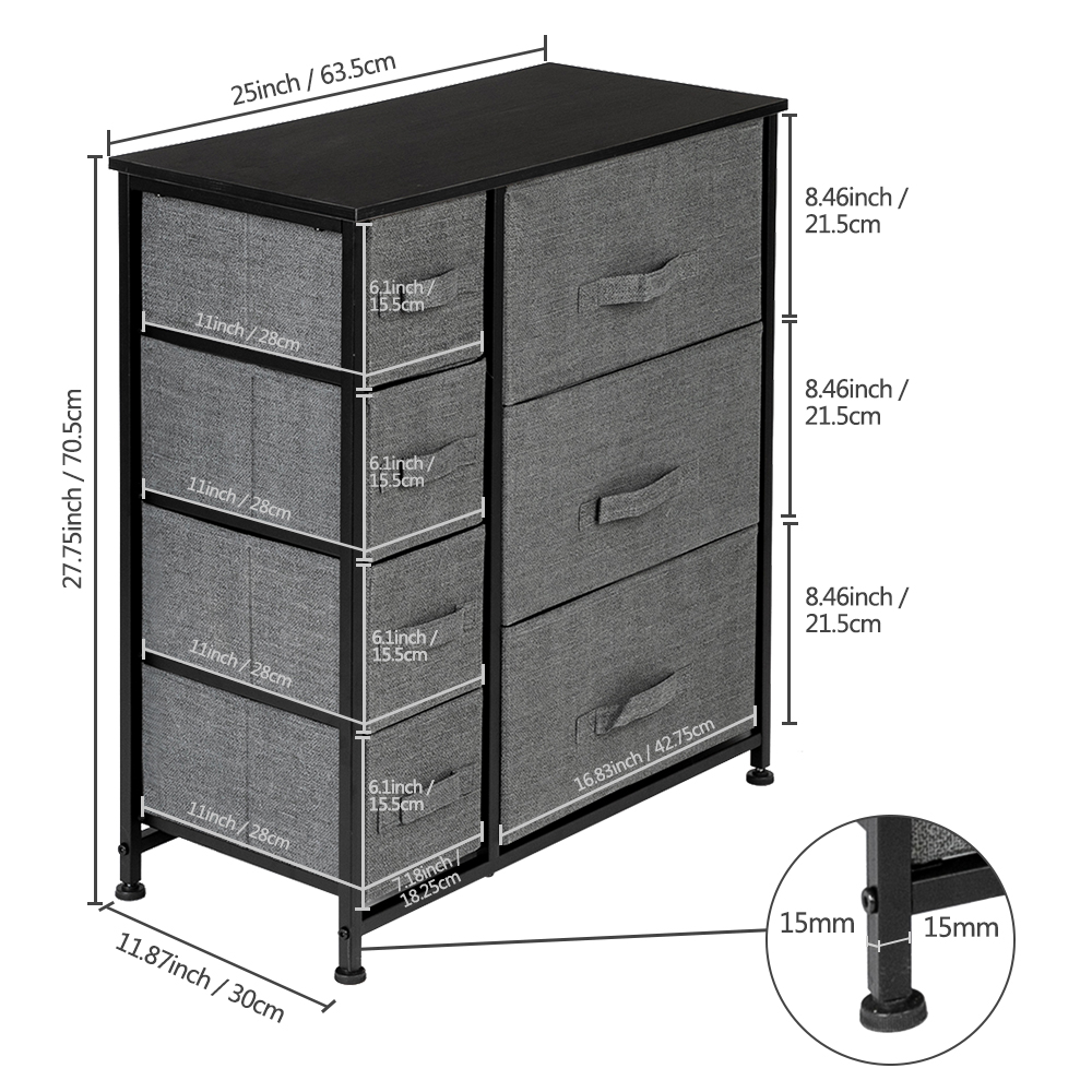 Dresser With 7 Drawers - Furniture Storage Tower Unit For Bedroom, Hallway, Closet, Office Organization - Steel Frame, Wood Top, Easy Pull F