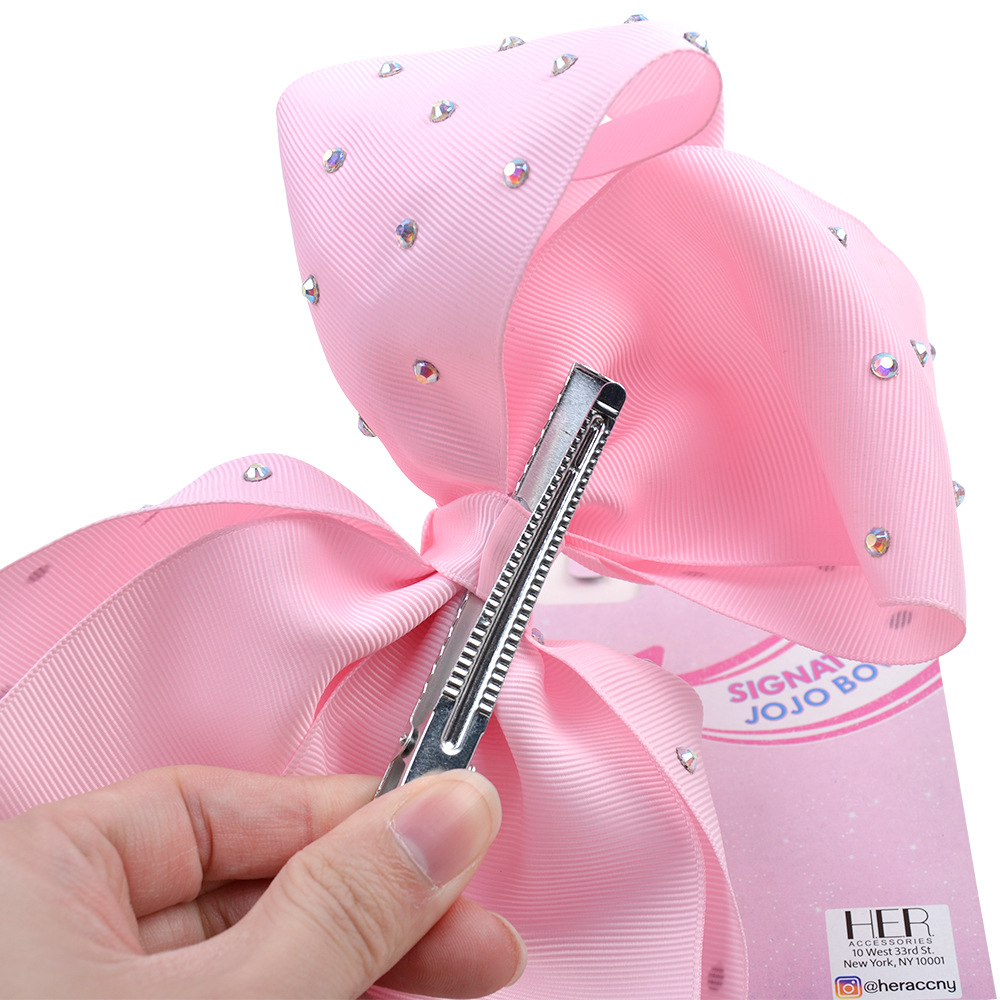 Cute JOJO Hair Bows 8 Colors 6.6" Girl Rhinestone Solid Colors Barrettes Girl Hair Accessories kids party hair clipper