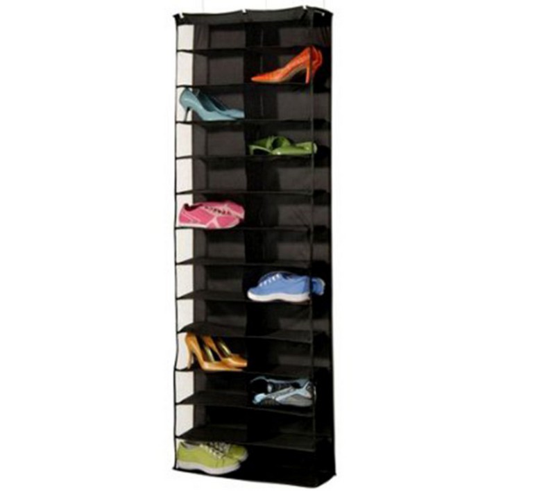 Household Useful 26 Pocket Shoe Rack Storage Organizer Holder, Folding Door Closet Hanging Space Saver with 3 Color