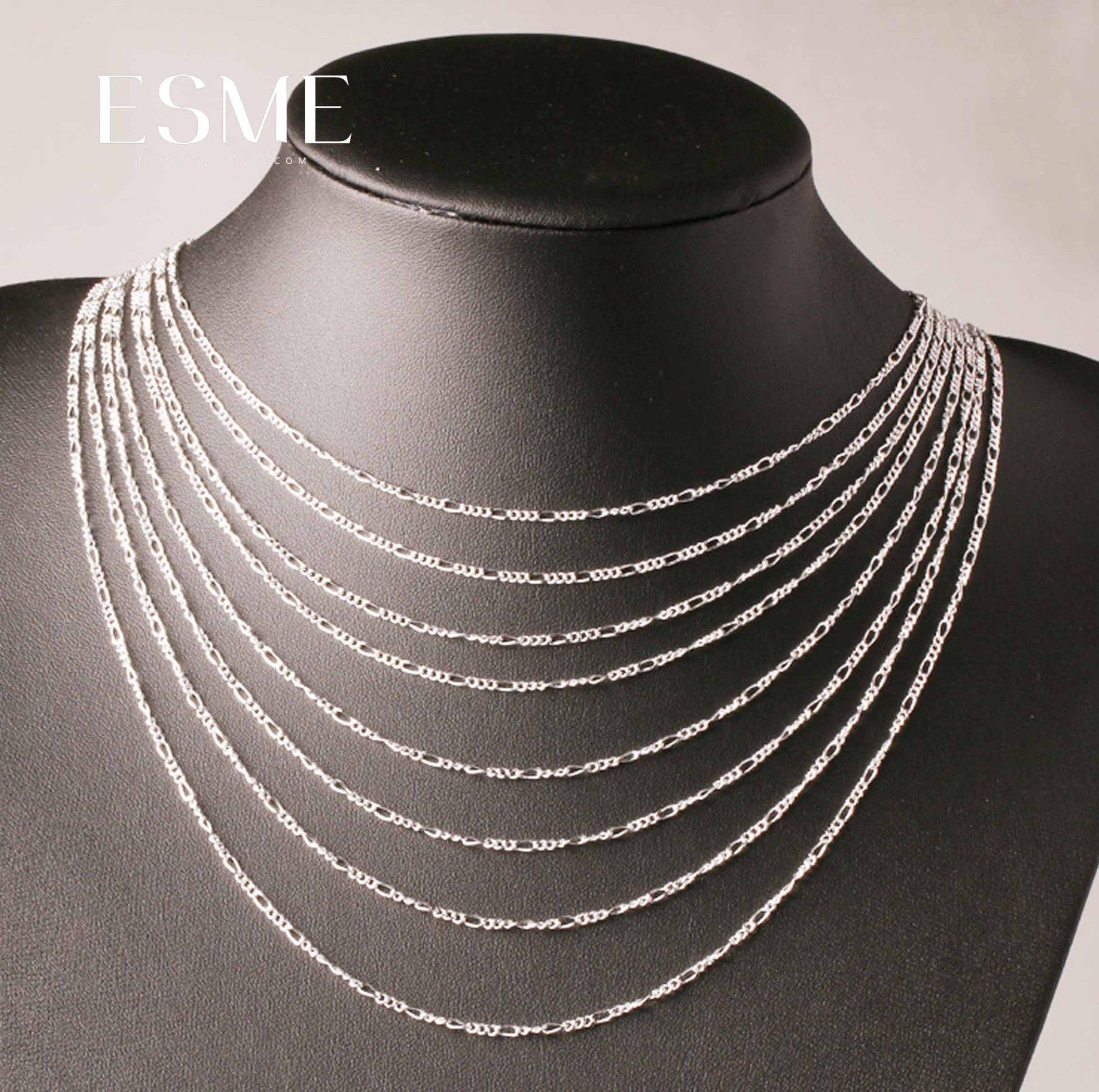10pcs/Lot 2mm Figaro Chain 925 Sterling Silver Jewelry Necklace Chains with Lobster Clasps Size 16 18 20 22 24 26 28 30 Inch