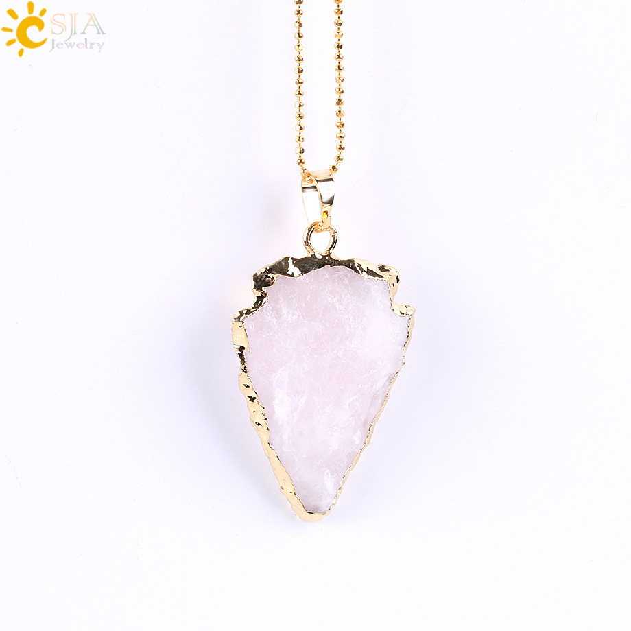 wholesale Crystal Natural Stone Pendant Necklace Arrow Healing Crystal Necklace For Women 2020 hot sale necklace