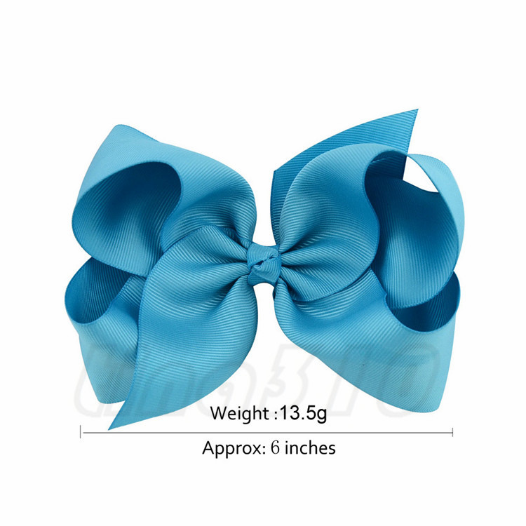 40 Colors 6 Inch Fashion Baby Ribbon Bow Hairpin Clips Girls Large Bowknot Barrette Candy color children's Boutique Hair ornament T9I00272