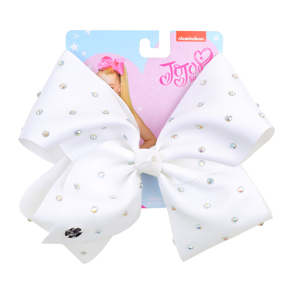 Cute JOJO Hair Bows 8 Colors 6.6" Girl Rhinestone Solid Colors Barrettes Girl Hair Accessories kids party hair clipper
