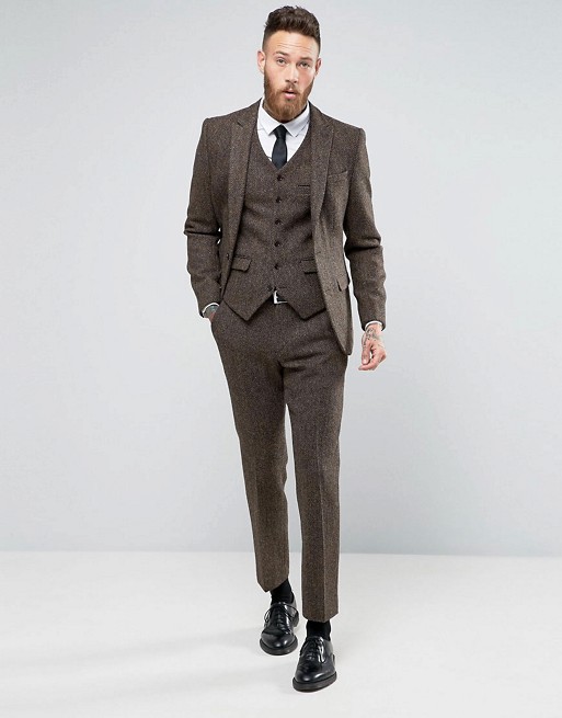 Handsome Men Wedding Pant Suits Brown Slim Fit Notched Lapel Groom Wear Custom Made Formal Tuxedos