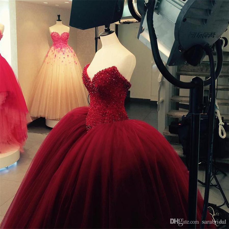 Luxury Pearls Quinceanera Dresses Strapless Sweetheart Ruffle Bling Beaded Royal Blue Prom Dresses Ball Gown Evening Gowns