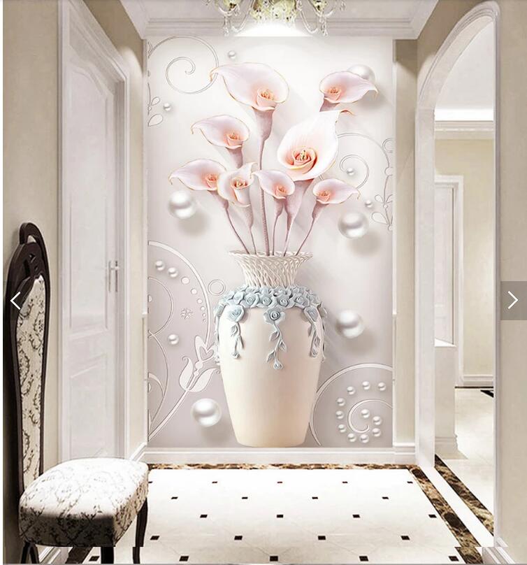 

3d wallpaper custom photo Embossed simple and rich vase porch background wall living room home decor 3d muals wall paper for walls 3 d, Non-woven wallpaper