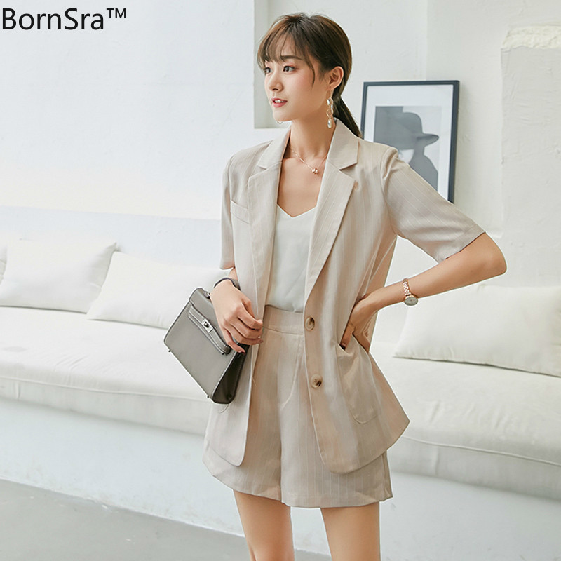 BornSra Cotton & Linen Women Striped Pant Suits Single Breasted Pockets Blazer Jacket & Hot Shorts Summer Female 2 Pieces Set, Picture color
BornSra Cotton & Linen Women Striped Pant Suits Single Breasted Pockets Blazer Jacket & Hot Shorts Summer Female 2 Pieces Set, Picture color