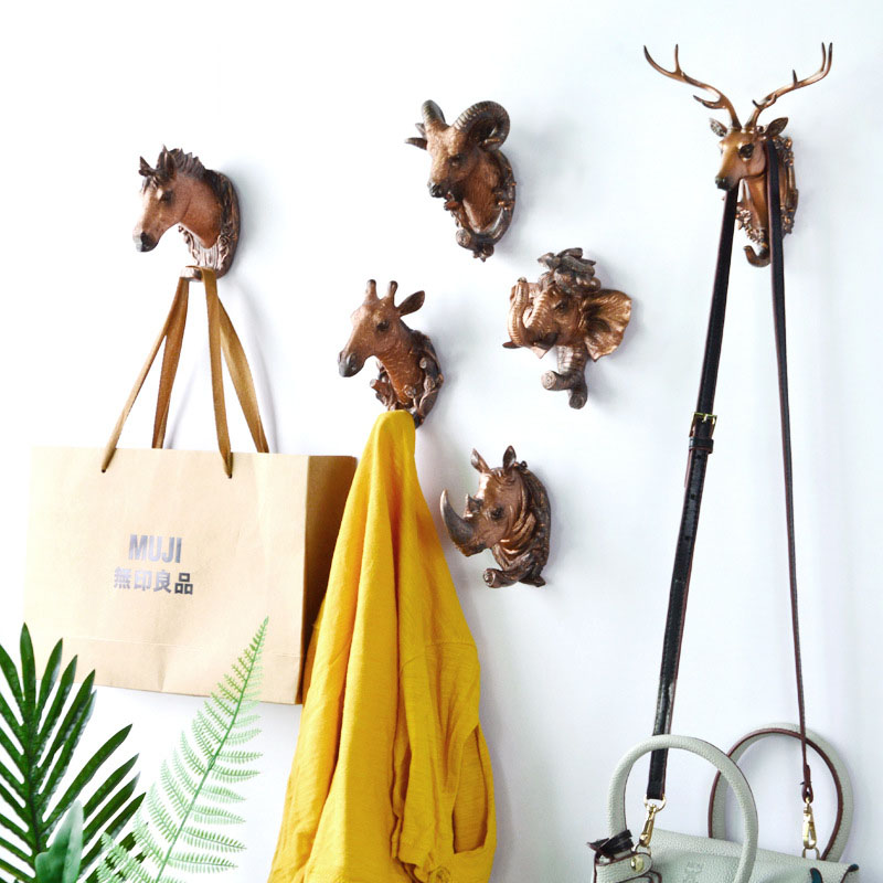 Decorative Hook Wall Mural Storeage Rack Home Storage Rack Animal Head Door Rear Storage Hook No Trace Bathroom Coat
