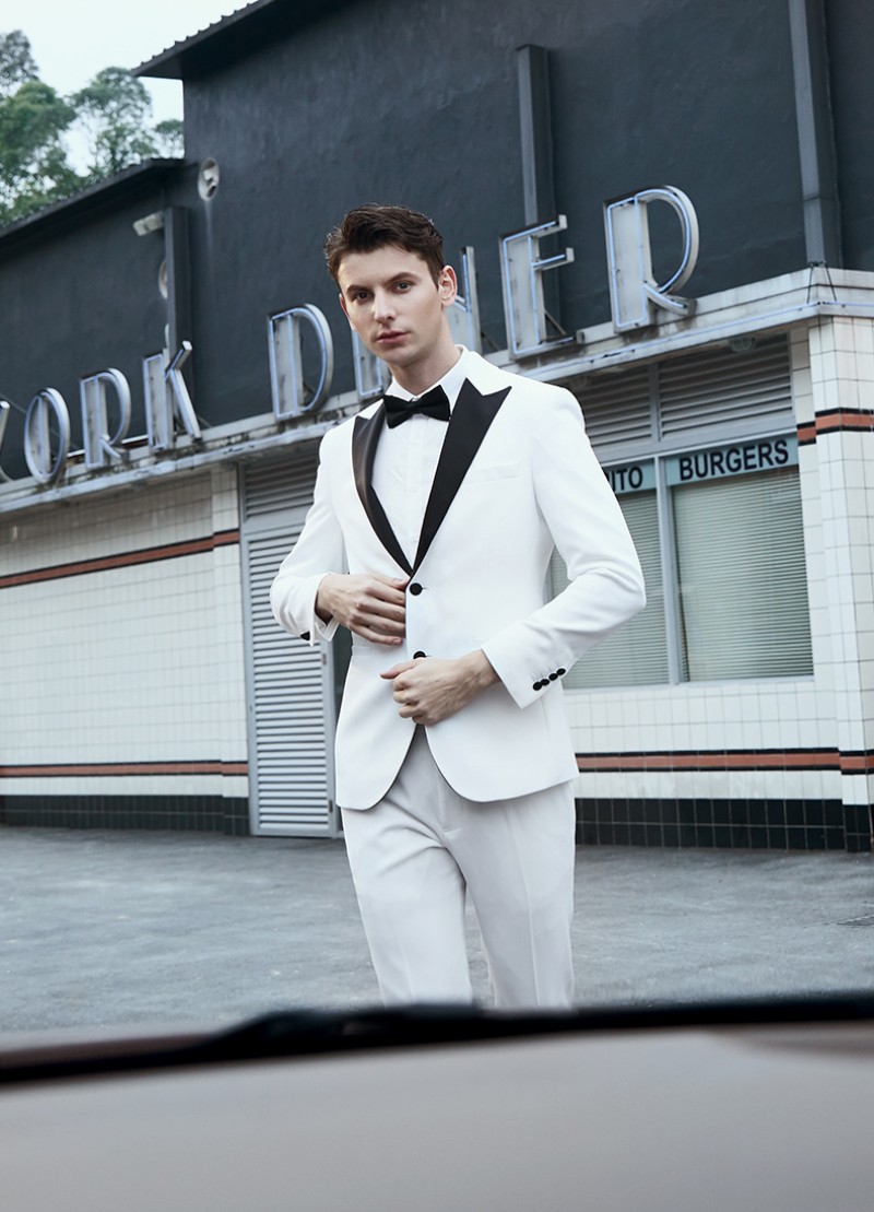 White Wedding Tuxedos High Quality Groomsmen Wear Two Pieces(Jacket+Pants) Slim Fit Custom Made Formal Suits Blazer