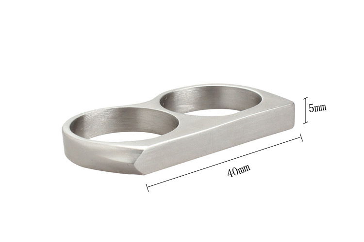 Gold Two Fingers Double Ring Punk Stainless Steel Men039s Hip Hop Style Ring