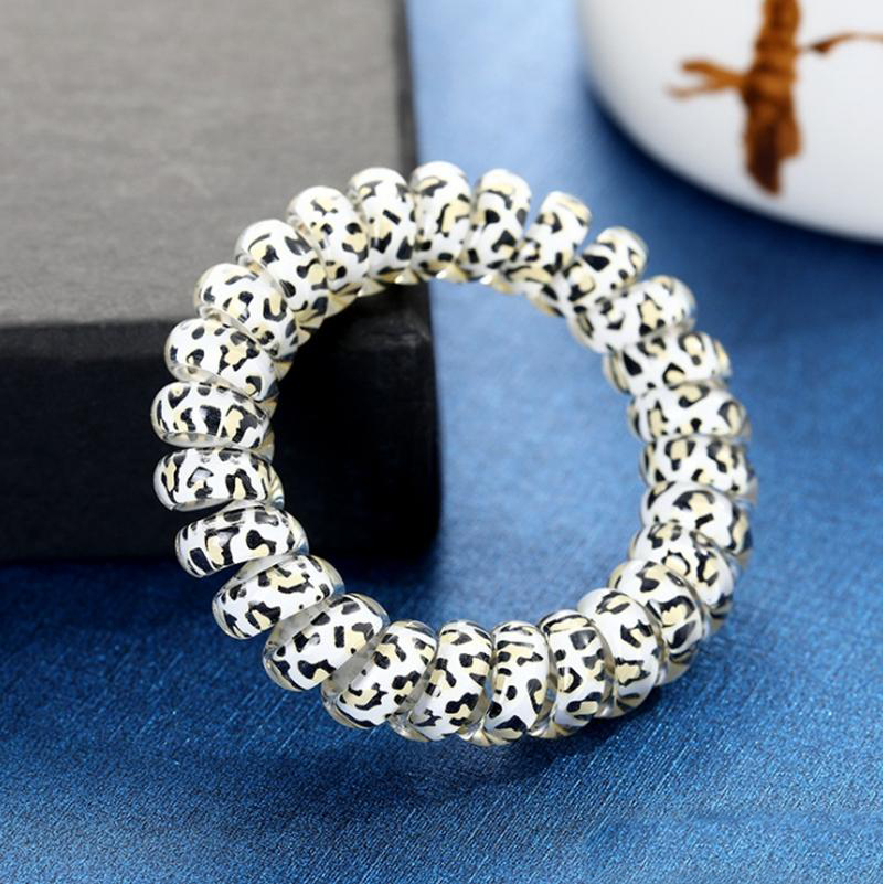 Leopard Hair Ties Telephone Wire Hair Ropes Gum Rubber Hairband Ponytail Holder Children Headwear Spiral Shape Accessories 3 Colors