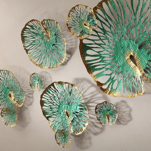 Iron Art Lotus Leaf Metal Decorative Plates Decoration Creative Home Sofa Background Wall Interior Soft plate