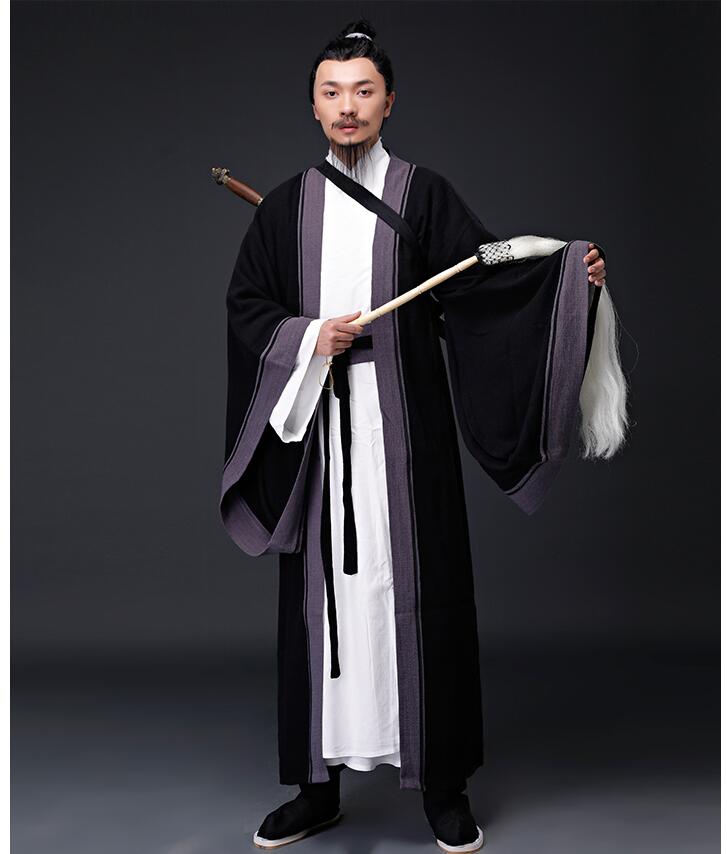 Hanfu Clothes Man Cotton Linen Taoist priest Outfit Mahdao Monastery Theatre Group Performing Costume Ancient China hanfu Clothing Men