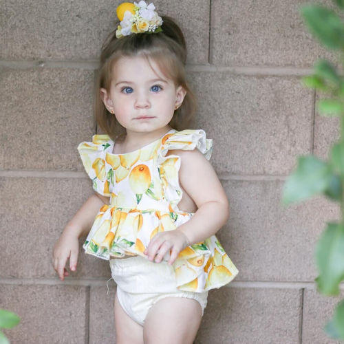 New Kid Girls Lemon Clothing Sleeveless Shirt Ruffles Summer Baby Girls Clothes Top White Shorts Otfits Children Fashion Outfit, As pic
New Kid Girls Lemon Clothing Sleeveless Shirt Ruffles Summer Baby Girls Clothes Top White Shorts Otfits Children Fashion Outfit, As pic
