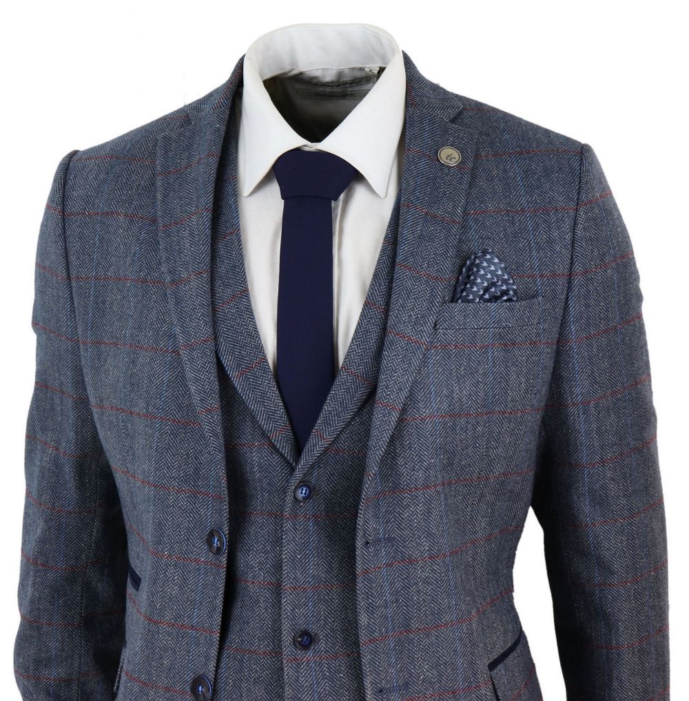 Mens Blue Check Herringbone Tweed Suit Peaky Blinders 1920's Trim Work Occasional Wedding Party Prom Dress Wedding Tuxedos, Same as image
Mens Blue Check Herringbone Tweed Suit Peaky Blinders 1920's Trim Work Occasional Wedding Party Prom Dress Wedding Tuxedos, Same as image