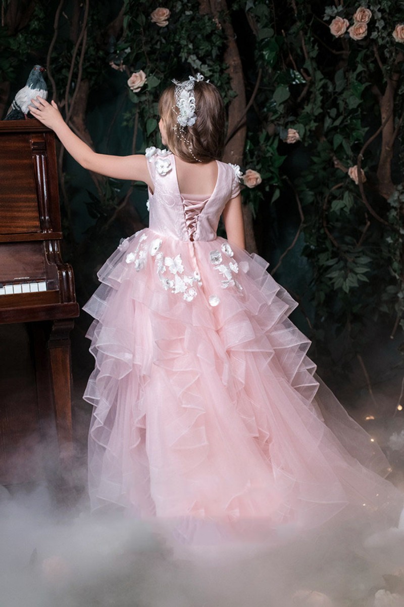 Lovey Holy Lace Princess Flower Girl Dresses 2019 Ball Gown First Communion Dresses For Girls Sleeveless Tulle Toddler Pageant Dresses