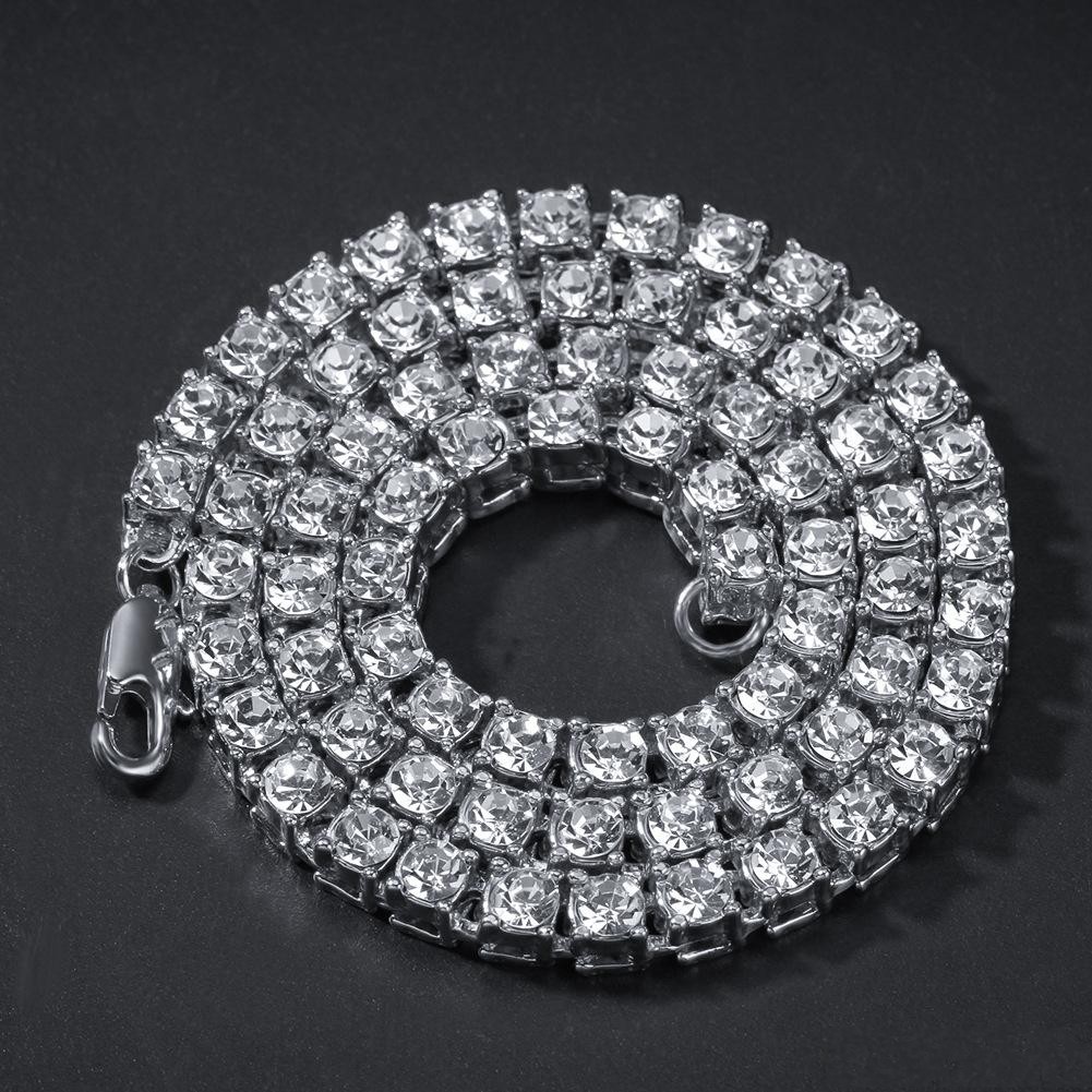 Necklace Tennis Chain moissanite chain jewelry diamond one row hip hop jewelry necklace 3mm 4mm silver rose gold crystal chain necklaces