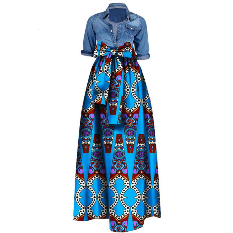 African Print Dresses for Women 2019 News Wax Fabric Skirts Traditioanal Dashiki Bazin Plus Size Party Fashion African Clothes