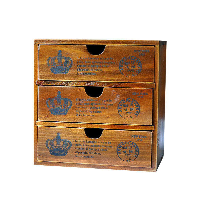 Retro Wooden Storage Box Racks Wood Boxes For Jewelry Container Organizer Wooden Racks Shelf with Drawers