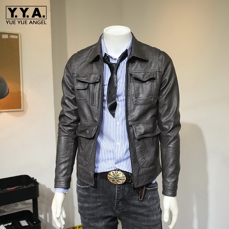 Vintage Mens Safari Style Work Pu Leather Jacket Pockets High Quality Outwear Coat Man Slim Fit Faux Leather Moto Biker Jacket, Black
Vintage Mens Safari Style Work Pu Leather Jacket Pockets High Quality Outwear Coat Man Slim Fit Faux Leather Moto Biker Jacket, Black