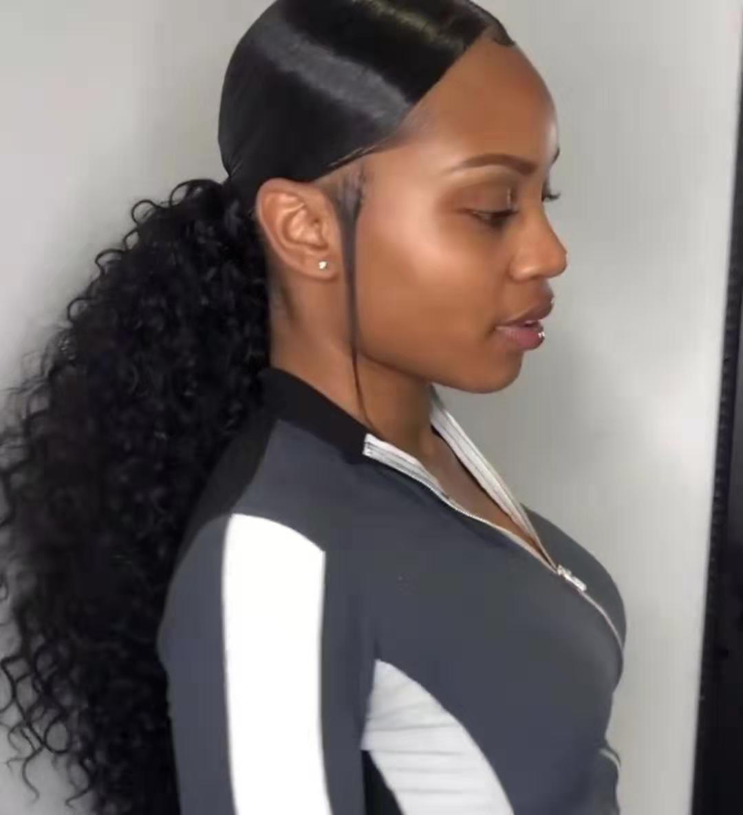 Afro kinky Curly drawstring ponytail human hair extension clip in kinky curly ponytail hairpiece colors aviable 140g