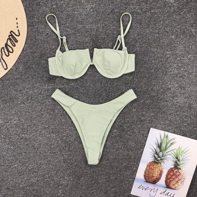 2020 Hot Selling WOMEN' Seperated Swimwear Retro Dotted Underwire Sexy Bikini Bathing Suit Women High Waist Thong Bikini, Beige
2020 Hot Selling WOMEN' Seperated Swimwear Retro Dotted Underwire Sexy Bikini Bathing Suit Women High Waist Thong Bikini, Beige