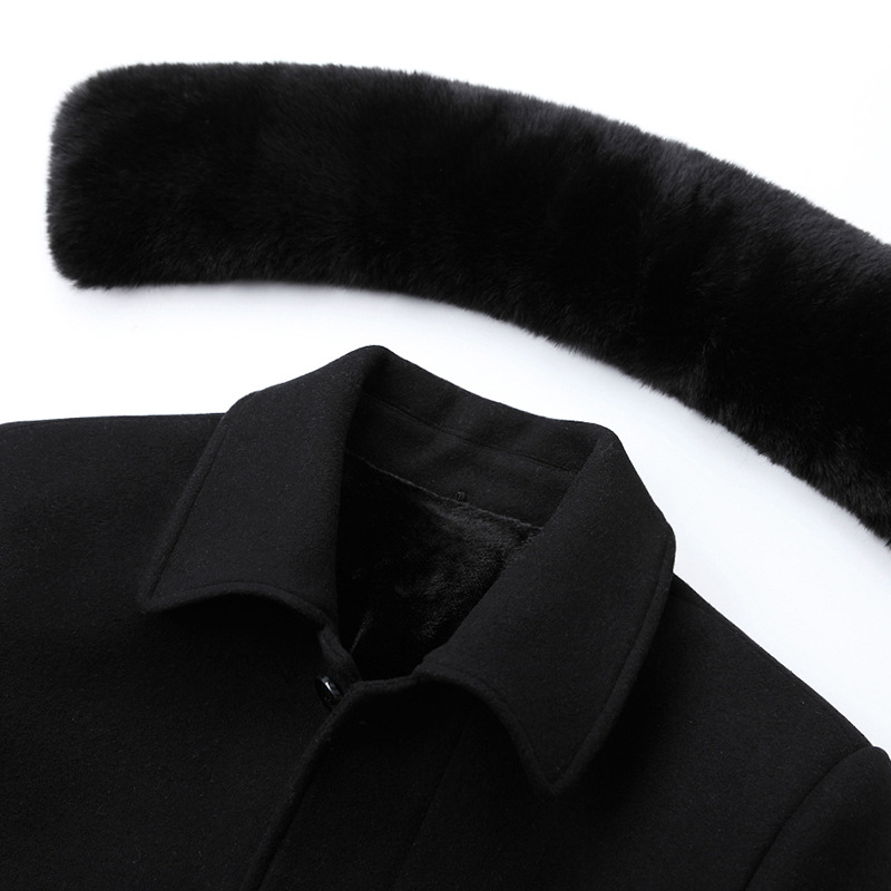 Men's Wool & Blends Mens Woolen Coat Fleece Thick Jackets Winter Jacket Men Warm Coats Business Clothing Windbreaker With Detachable Fur Col