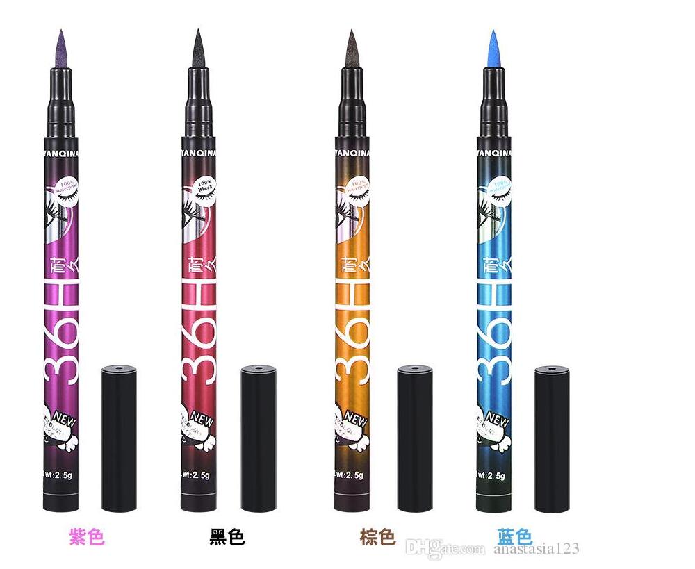 Drop shipping ANQINA 36h waterproof eyeliner yanqina makeup Pencil Black Brown blue purple 4 Colors Pen Liquid Eye liner Cosmetics