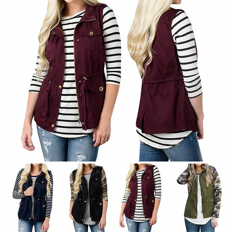 Fashion Women Vintage Olive Cargo Utility Safari Style Vest Pockets Drawstring Army Top Zipper Jacket Solid Collet Waist Coat, Black
Fashion Women Vintage Olive Cargo Utility Safari Style Vest Pockets Drawstring Army Top Zipper Jacket Solid Collet Waist Coat, Black