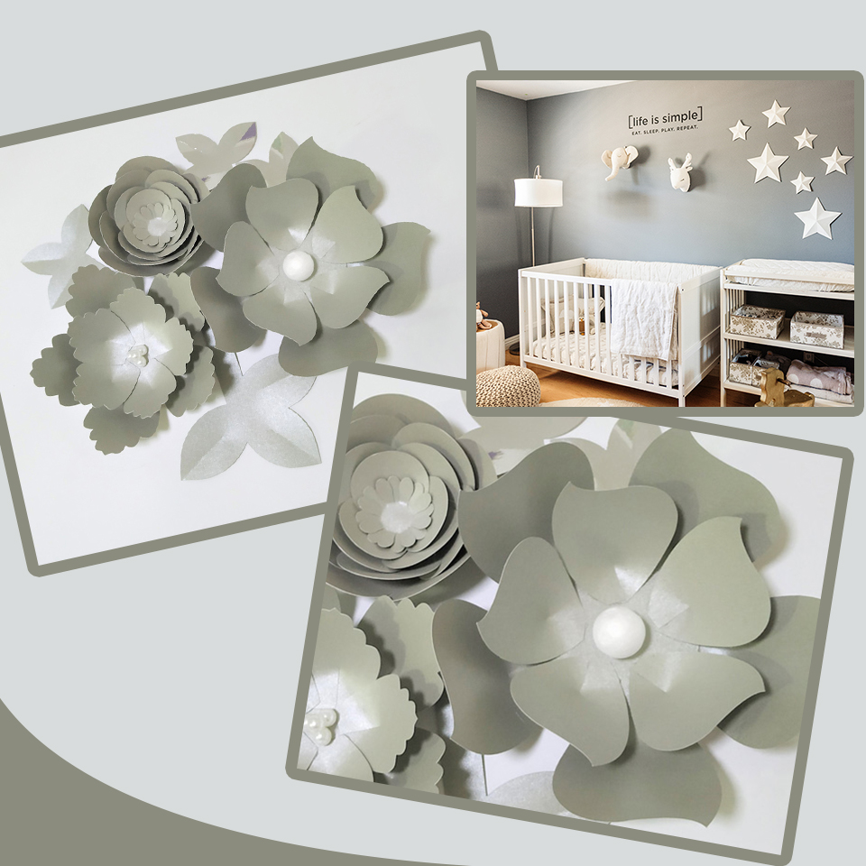 Handmade Silver Rose DIY Paper Flowers Silver Leaves Set For Party Backdrops Nursery Wall Deco Boys Room Shower Video Tutorials
Handmade Silver Rose DIY Paper Flowers Silver Leaves Set For Party Backdrops Nursery Wall Deco Boys Room Shower Video Tutorials
