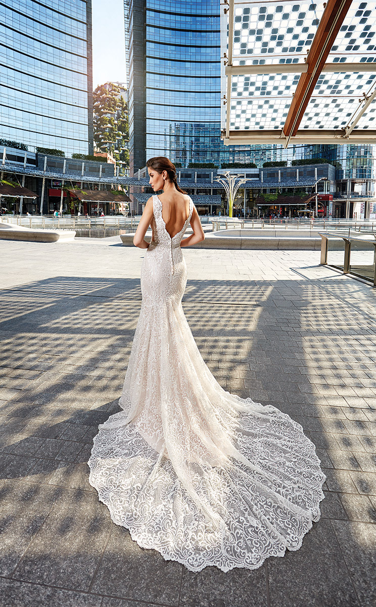 Eddy K 2019 Mermaid Wedding Dresses Full Lace Applique V Neck Sleeveless Bridal Gowns Sexy Backless Beach Wedding Dress Plus Size