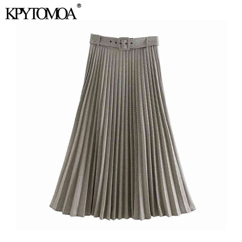 KPYTOMOA Women 2020 Chic Fashion Office Wear Houndstooth Pleated Midi Skirt Vintage High Waist With Belt Female Skirts Faldas, As picture
KPYTOMOA Women 2020 Chic Fashion Office Wear Houndstooth Pleated Midi Skirt Vintage High Waist With Belt Female Skirts Faldas, As picture