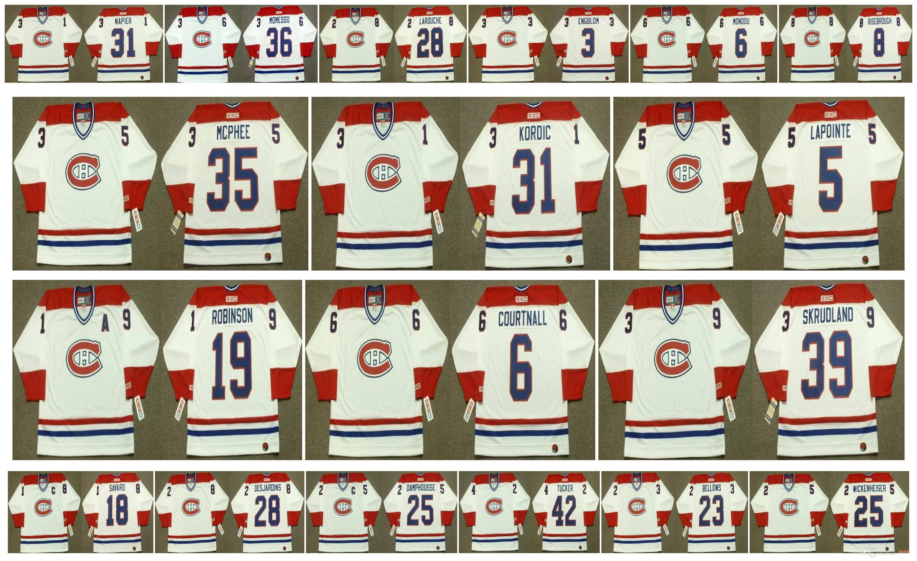 Vintage Montreal Canadiens Jersey 5 GUY LAPOINTE 39 SKRUDLAND 19 LARRY ROBINSON 6 RUSS COURTNALL 35 MIKE MCPHEE 31 JOHN KORDIC Custom Hockey, Colour 3
Vintage Montreal Canadiens Jersey 5 GUY LAPOINTE 39 SKRUDLAND 19 LARRY ROBINSON 6 RUSS COURTNALL 35 MIKE MCPHEE 31 JOHN KORDIC Custom Hockey, Colour 3