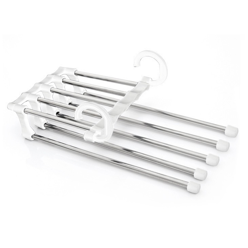 Portable Newest 5-in-1 Multi-function Clothes Hangers Stainless Steel Pant rack shelves Wardrobe Hot Sale Magic Hanger