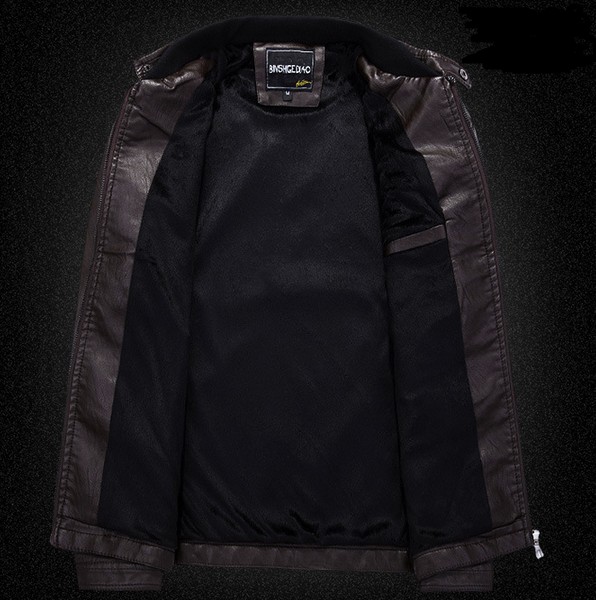 Wholesale- BOYUAN Leather Jacket Leren Jas Heren Chaquetas De Cuero Hombre 2017 Leather Biker Jackets For Men Black Leather Jacket Men B627