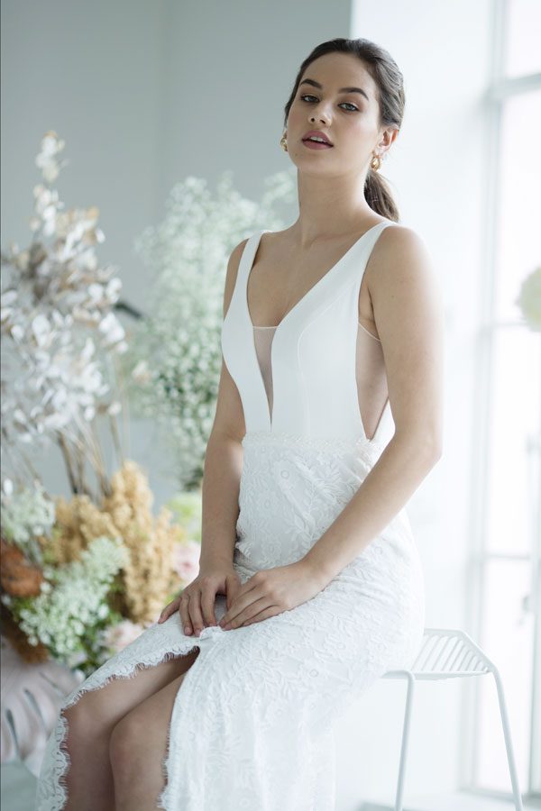 Daisy 2019 Bohemian Mermaid Wedding Dresses V Neck Lace Backless Front Split Plus Size Beach Boho Chic Bridal Gowns robe de mariée