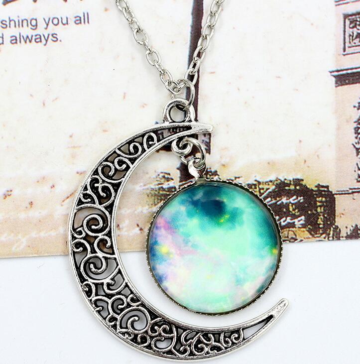 Interstellar gemstone necklace, alloy jewelry wholesale Moon Pendant DJN199 mix order Pendant Necklaces jewelry