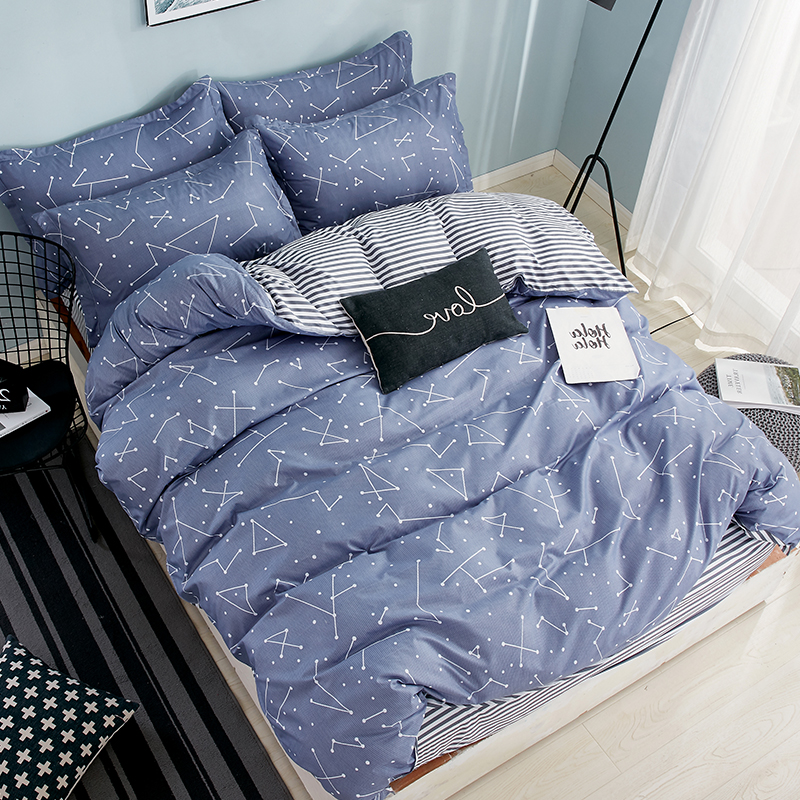 Geometric Striped Cartoon Comforter Bedding Sets 3/4 pcs Polyester Bed Linings Duvet Cover Bed Sheet Pillowcases Cover Set