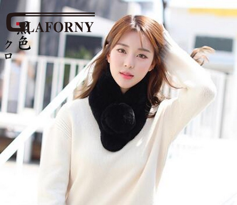 Glaforny winter beaver rabbit wool scarf collar lady winter warm fur scarf otter rabbit hair collar set wholesale D19011106