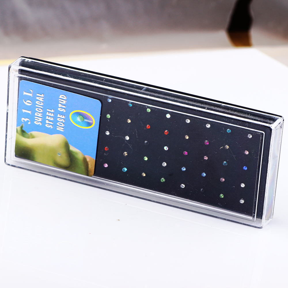 Steel Nose Hoop Rings Whole Body Jewelry Crystal Nose Studs Pin Piercing 120pcs for Sexy Women Men