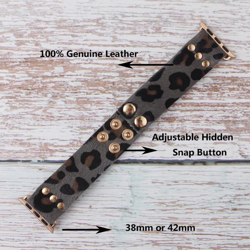 Bangle ZWPON Fashion Leopard Genuine Leather Watch Band Baraclets For Woman Snap Button Polka Spot Accessories Wristband1