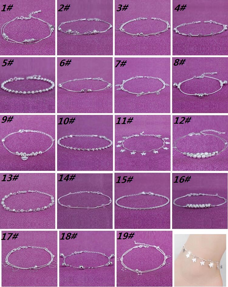 Wholesale- New Foot Jewelry Anklets Hot Sale Silver Anklet Link Chain For Women Girl Foot Bracelets Fashion Jewelry Wholesale Free Shipping