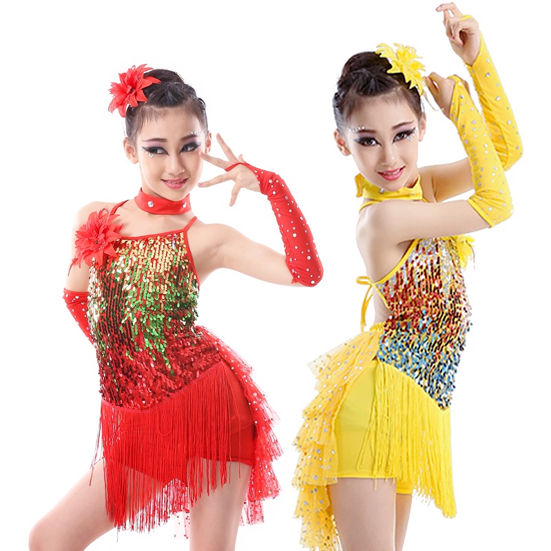 Stage Wear Girls Salsa Fringe Kids Dance Costume Sequin Dress Child Children's Sequined Red Gold Skirt Ballroom
Stage Wear Girls Salsa Fringe Kids Dance Costume Sequin Dress Child Children's Sequined Red Gold Skirt Ballroom