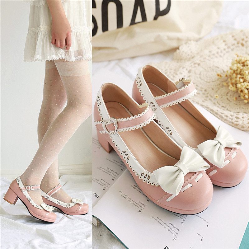 Sweet Lolita Shoes Vintage Round Toe Chunky Heels Women Shoes Cute Bow Mary Jane Kawaii Loli Cosplay Kawaii Girl, Pink
Sweet Lolita Shoes Vintage Round Toe Chunky Heels Women Shoes Cute Bow Mary Jane Kawaii Loli Cosplay Kawaii Girl, Pink