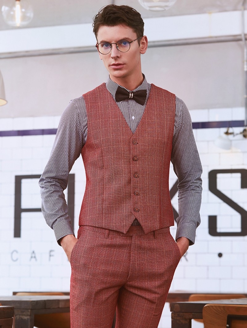 Orange Fashion Men Formal Blazer Three Pieces (Jacket+Vest+Pants) Groomsmen Wear Prom Wedding Tuxedos Custom Made Suits