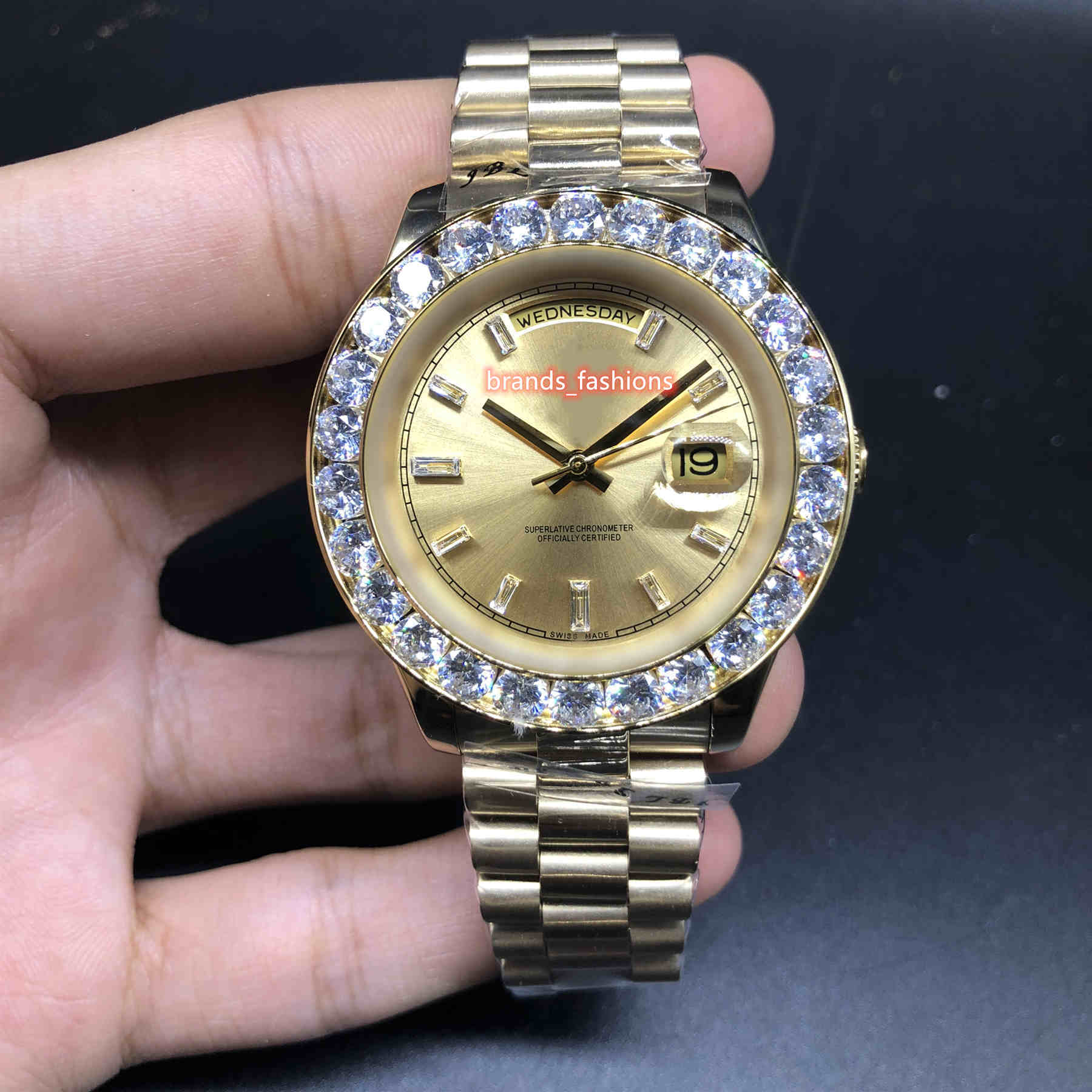 Boutique Men's Business Watches Gold Face Wristwatch Diamond Bezel Gold Stainless Steel Case Watch Automatic Mechanical Watch
Boutique Men's Business Watches Gold Face Wristwatch Diamond Bezel Gold Stainless Steel Case Watch Automatic Mechanical Watch