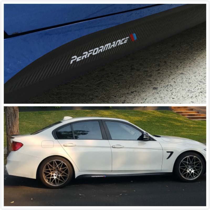 Car Styling Car Door Side Strips Sticker for bmw M Performance for BMW Motorsport Black Carbon Fiber Decals 5D Exterior Decoration