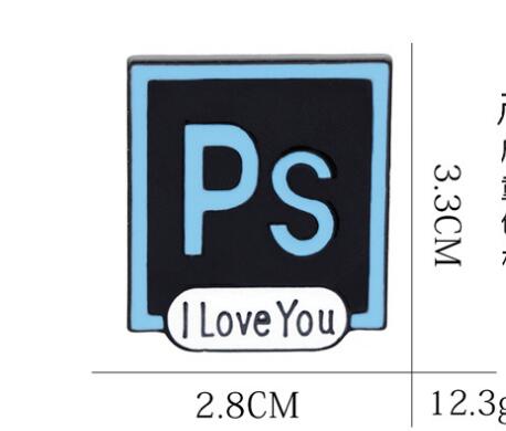European and American fashion hot creative Photoshop T love you PS brooch clothing accessories bag accessories WY797